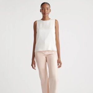 Quince Washable Stretch Silk Shell Women's Ivory Tank Top Size Small